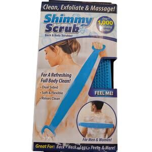 NIB As Seen on TV Shimmy Scrub Back Body Scrubber Exfoliating Dual Sided Soft
